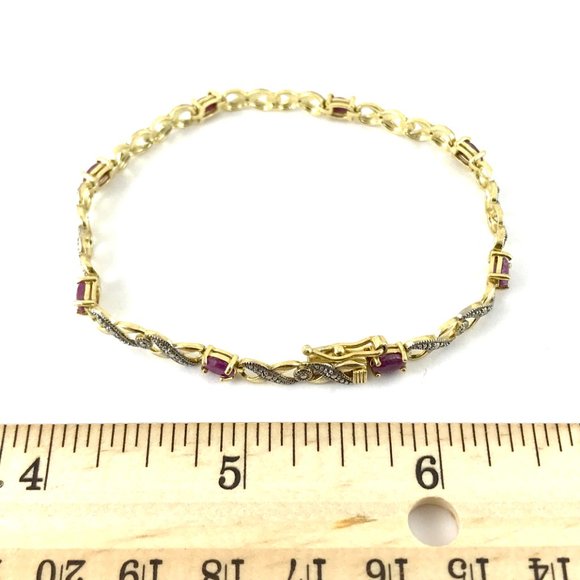 Vintage Sterling Silver 925 Vermeil Ruby Bracelet - Picture 3 of 3